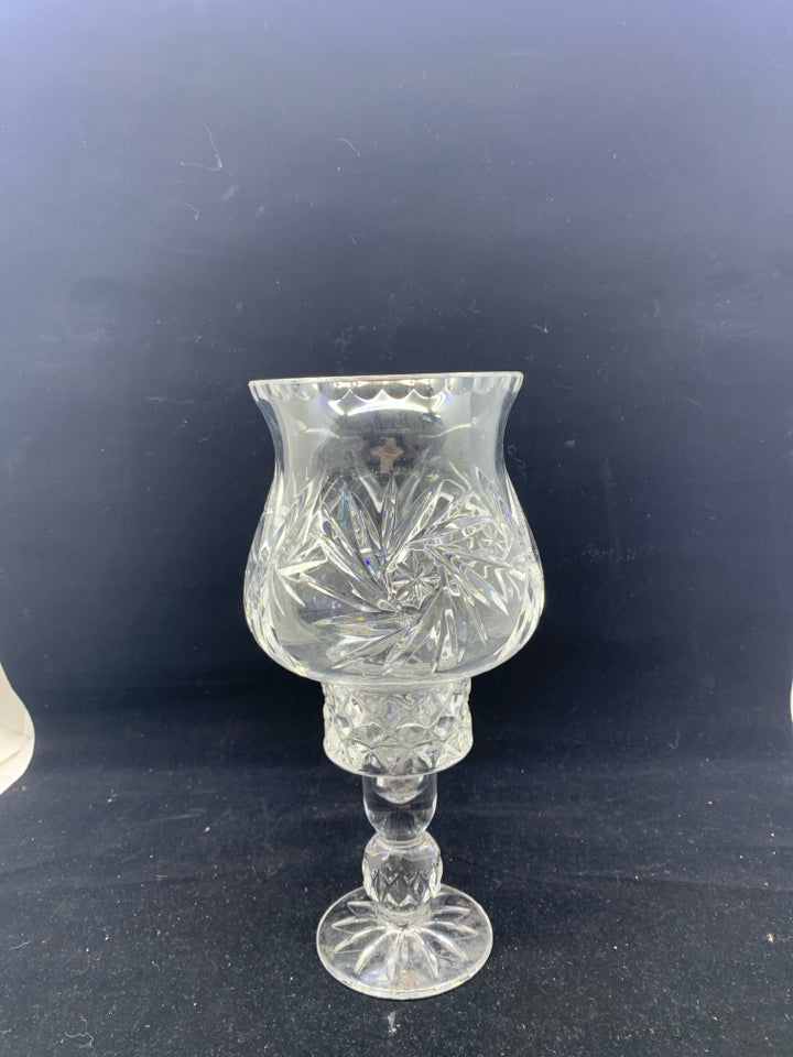 2 PC GLASS FOOTED CANDLE HOLDER.