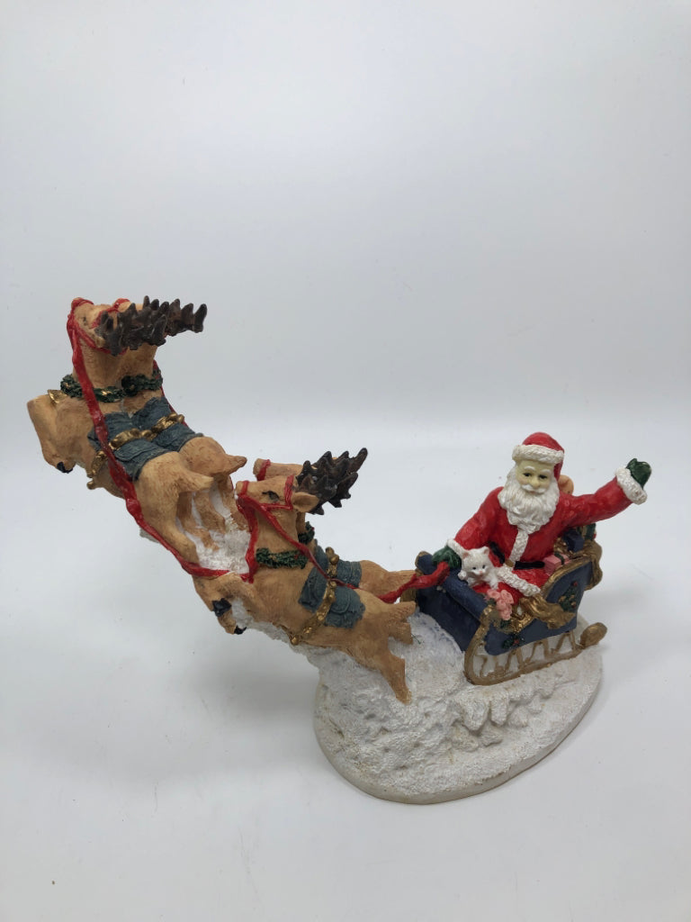 SANTA AND HIS REINDEER FIGURINE W/BOX.