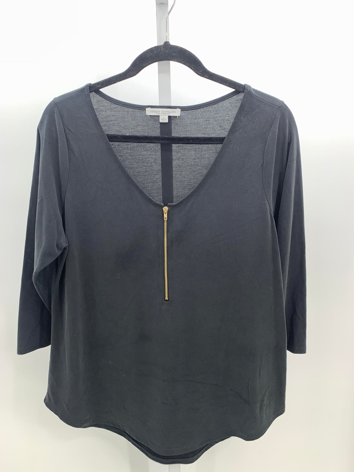 Green Envelope Size Large Misses 3/4 Sleeve Shirt