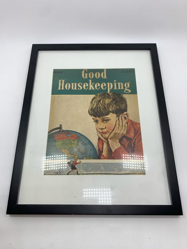 GOOD HOUSEKEEPING PRINT IN BLACK FRAME WALL HANGING.