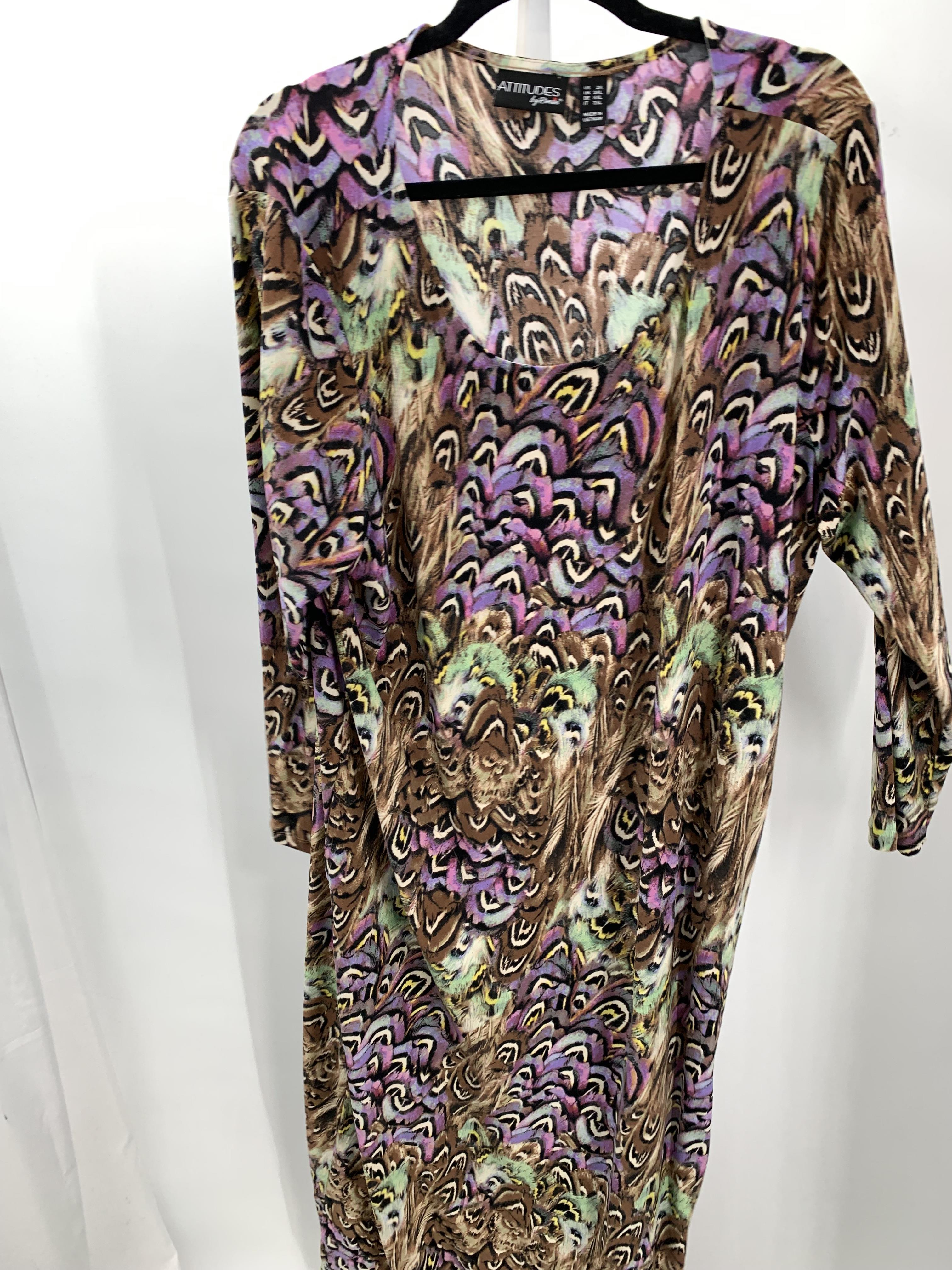 Attitudes Size 2X Womens Long Sleeve Dress