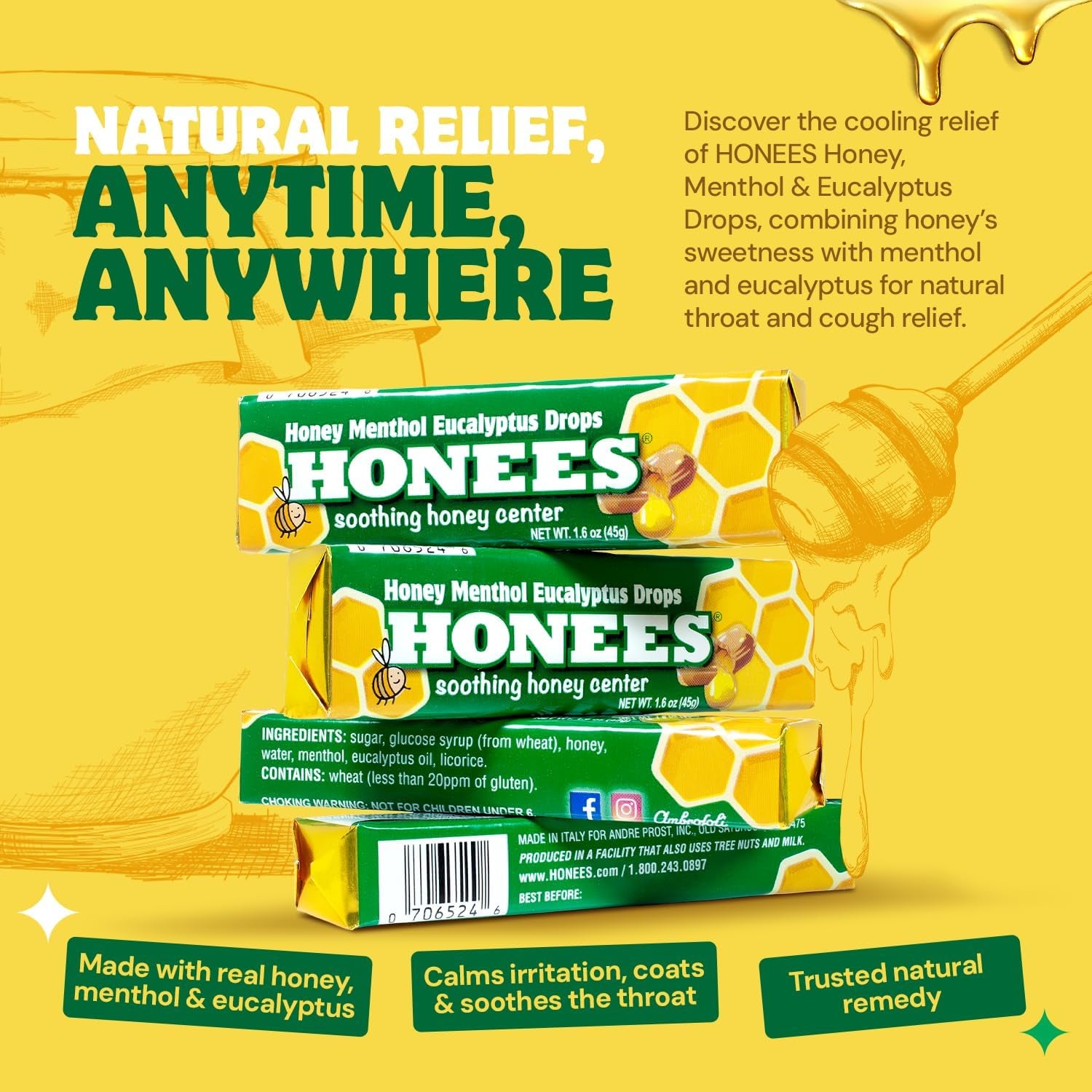 Honees Menthol Eucalyptus Cough Drops