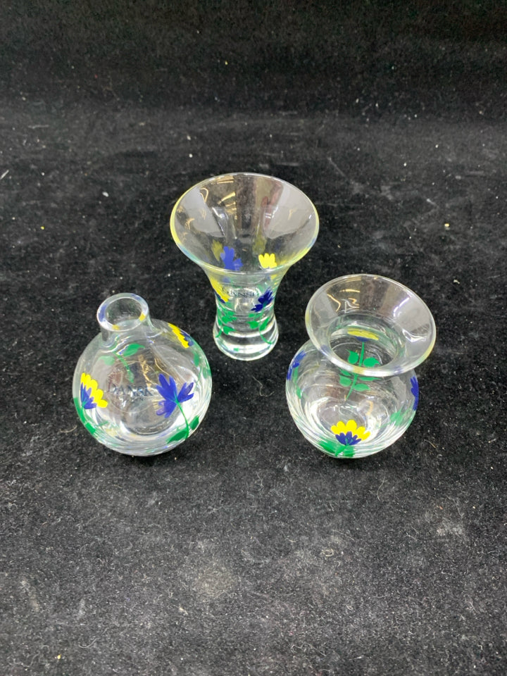 3 FLORAL DANSK BUD VASES.