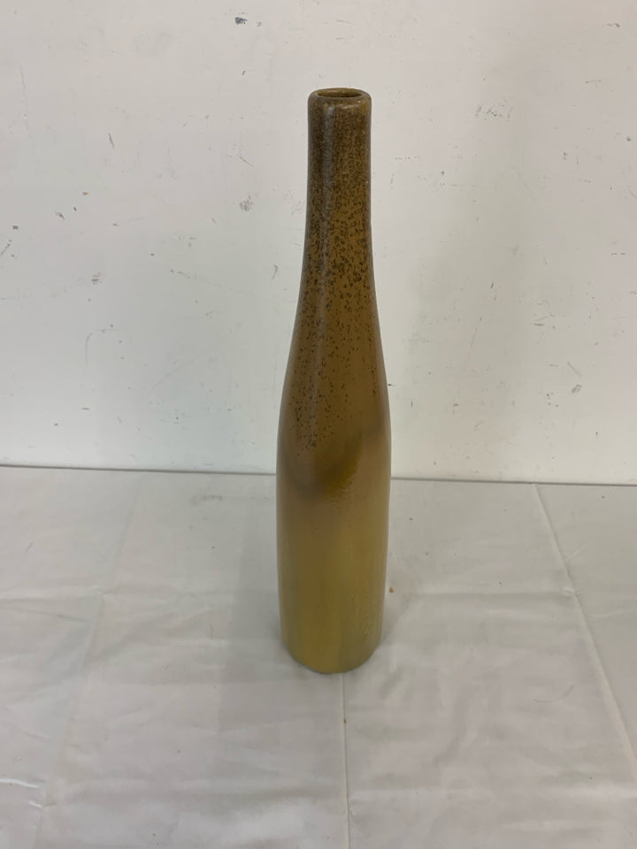 YELLOW BROWN OMBRE NARROW TOP VASE.