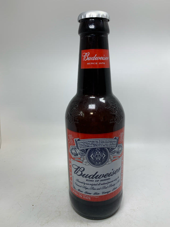 LARGE BUDWEISER MILLENNIUM GLASS BEER BOTTLE.