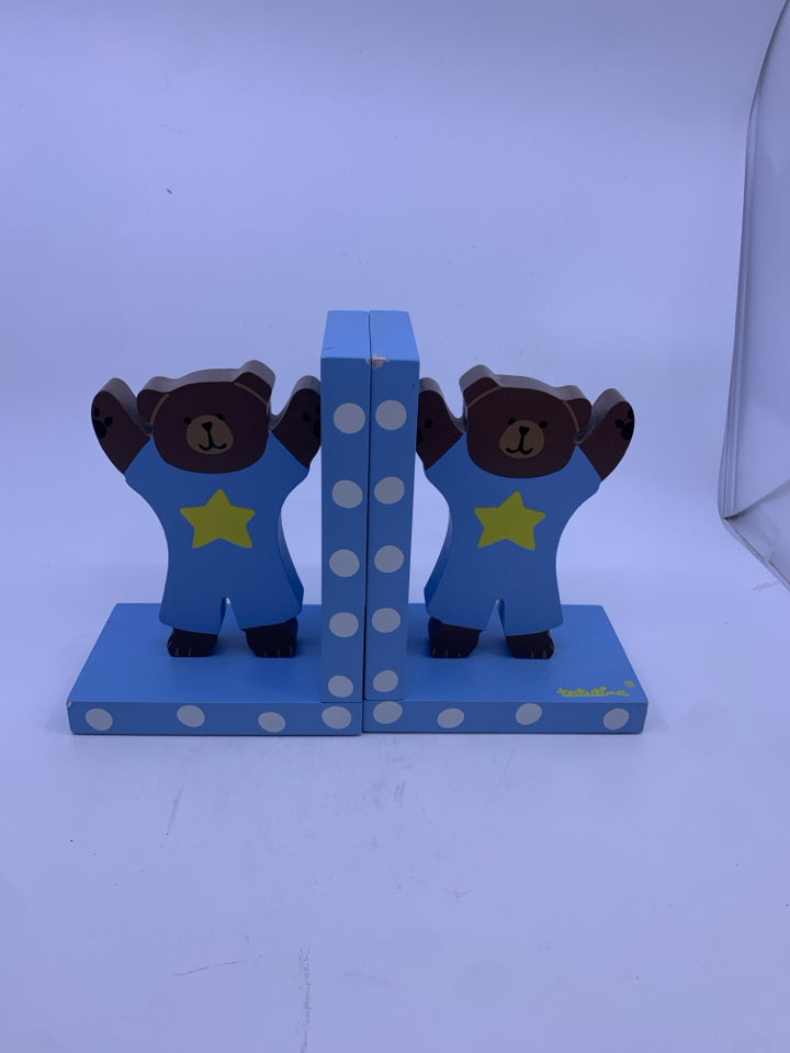 2PC BLUE TEDDY BEAR BOOKENDS- TATUTINA.