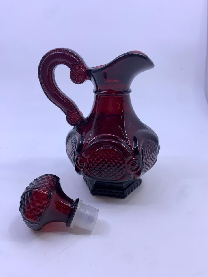 2 CRANBERRY OIL AND VINEGAR BOTTLE.