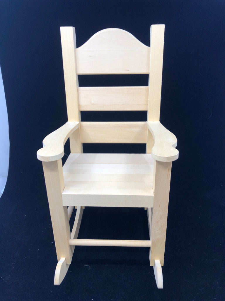 DOLL BLONDE WOOD ROCKING CHAIR- WALNUT HOLLOW.