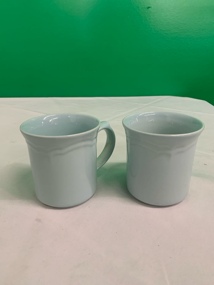 2 LIGHT BLUE PFALTZGRAFF MUGS.