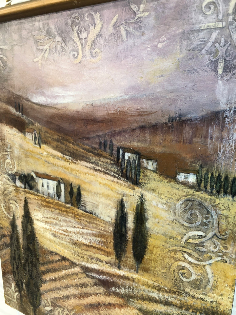 SCROLL STYLE TUSCAN LANDSCAPE WALL HANGING.