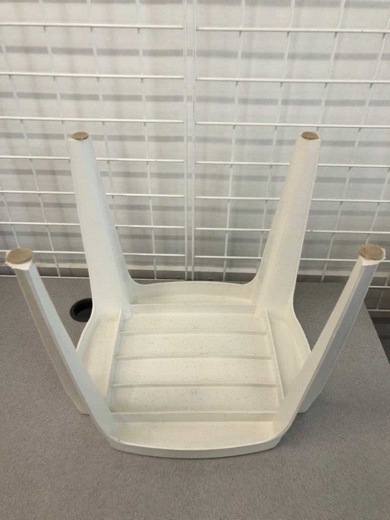 WHITE PLASTIC TEXTURED STOOL.