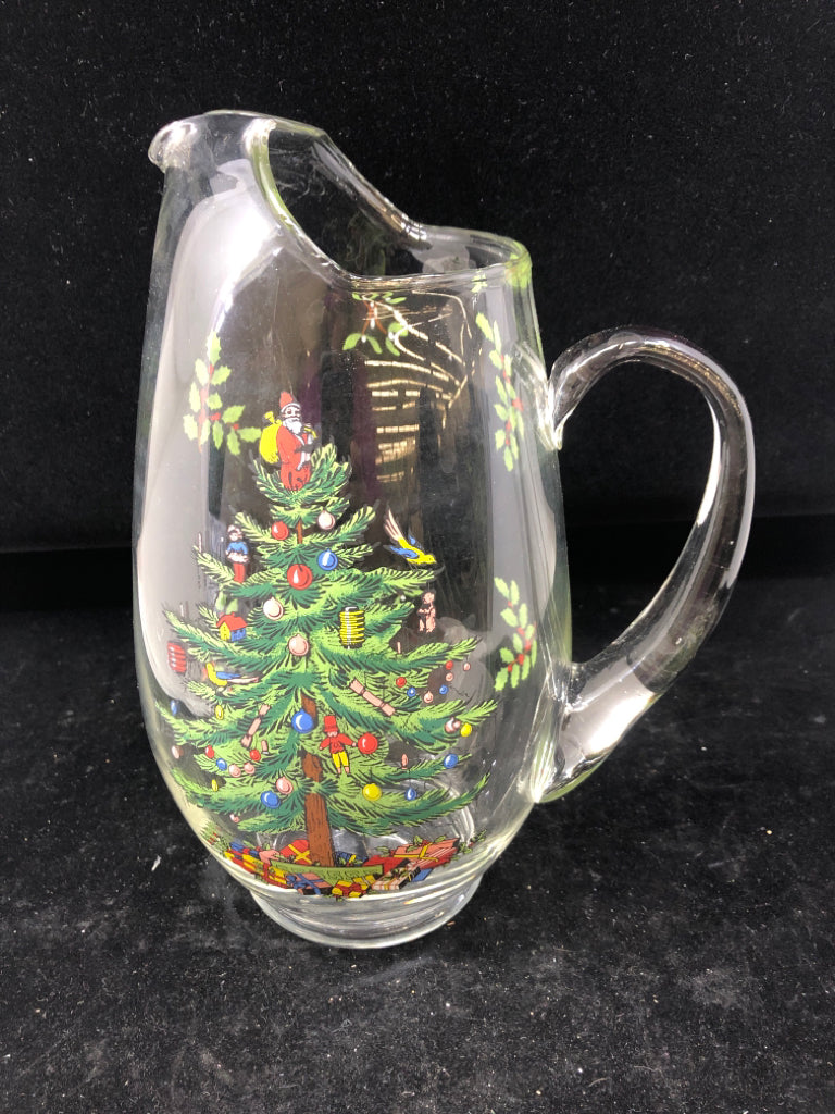 CHRISTMAS TREE GLASS PITCHER.