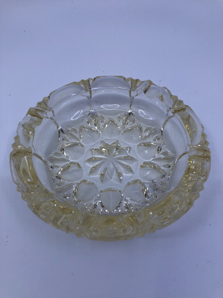 CUT GLASS STAR PATTER ASHTRAY.