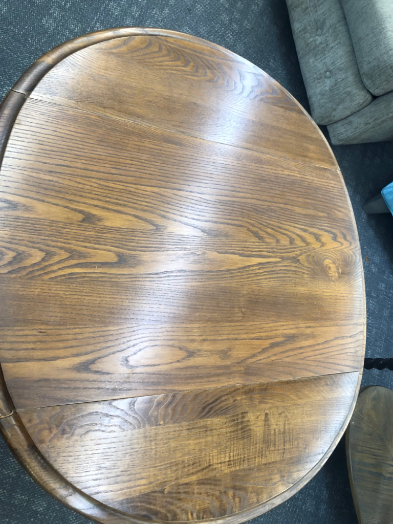 OVAL WOOD SIDE TABLE W/ DROP LEAVES- STANDARD OF GARDNER.