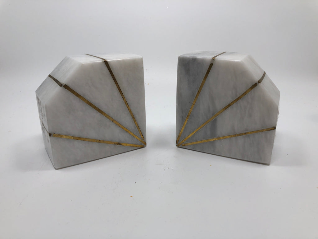 2 MARBLE BOOK ENDS.