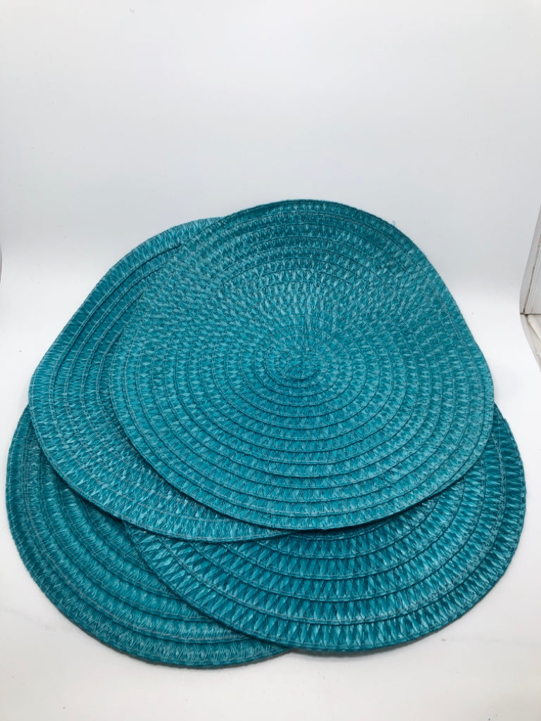 4 TEAL WOVEN PLACEMATS.