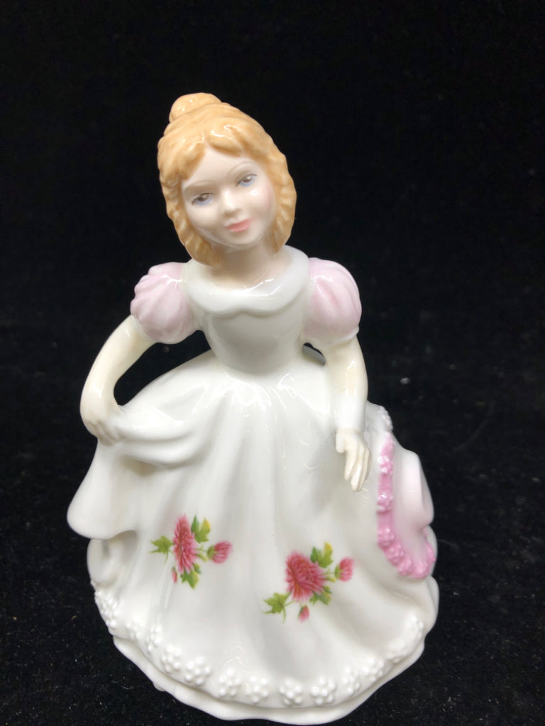 VTG NOVEMBER FIGURE OF THE MONTH- GIRL W PINK FLORAL- IN BOX.