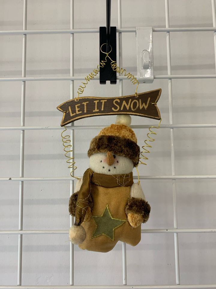 LET IT SNOW BROWN PLUSH SNOWMAN.