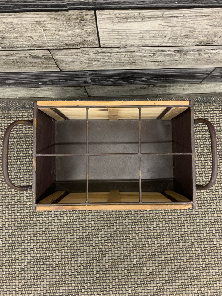 METAL BASKET WINE CRATE.