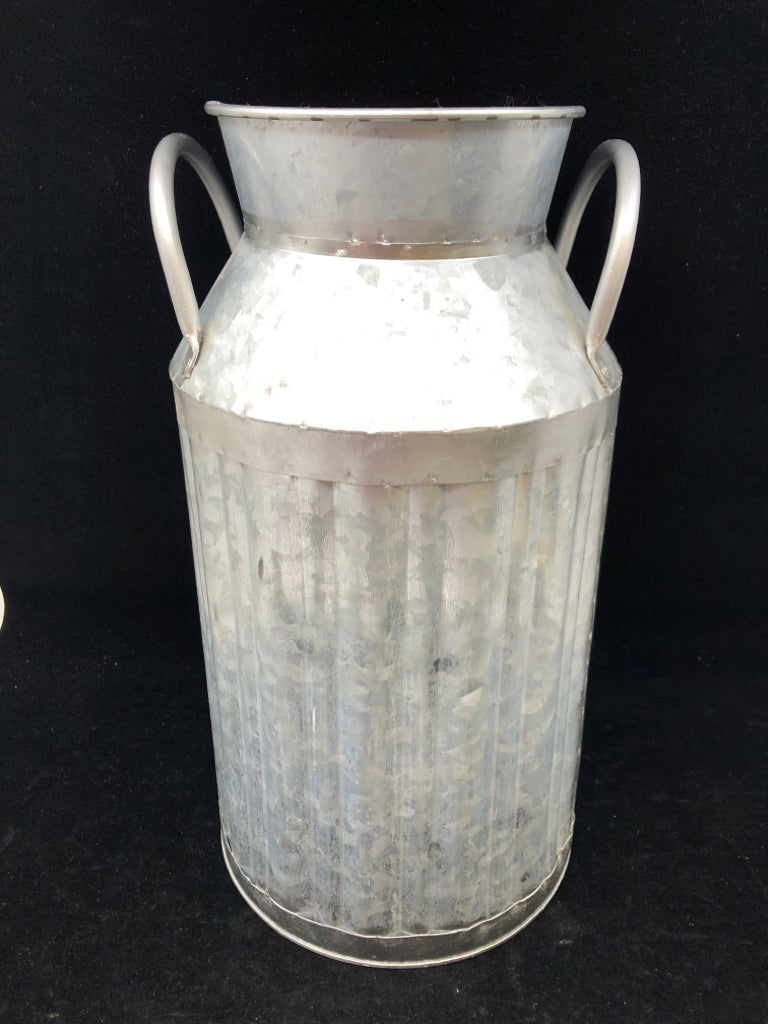 GALVANIZED MILK CAN W/2 HANDLES.
