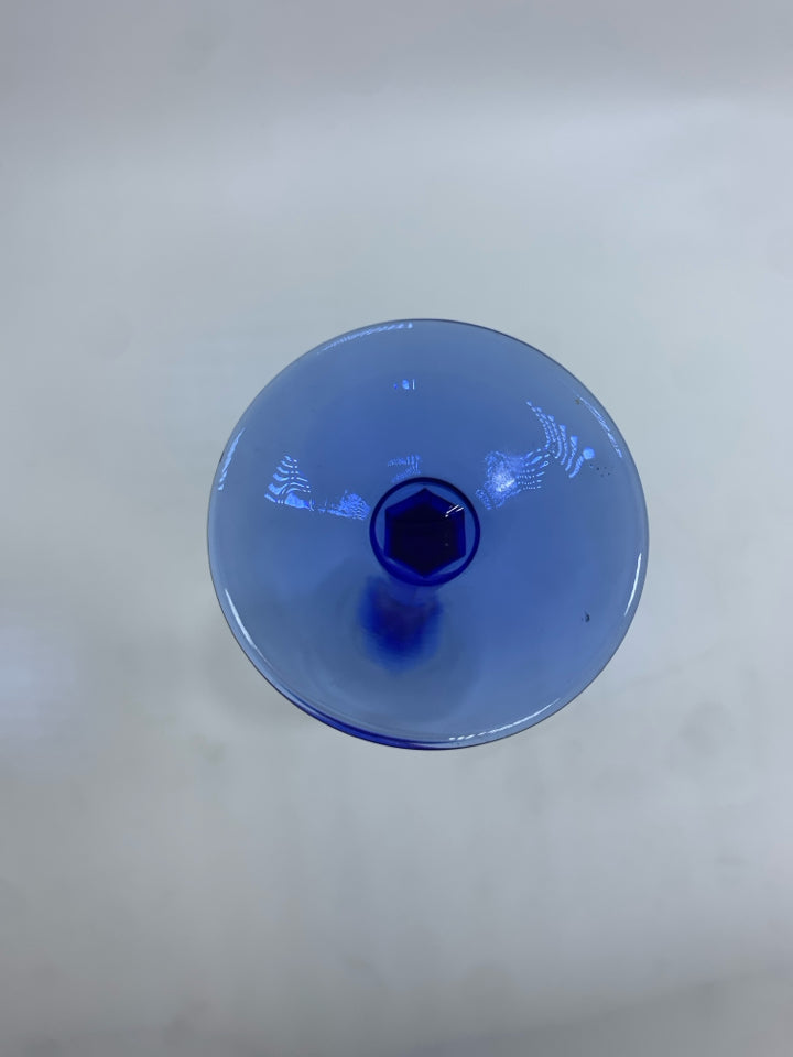 2 COBALT STEM CHAMPAGNE FLUTES.