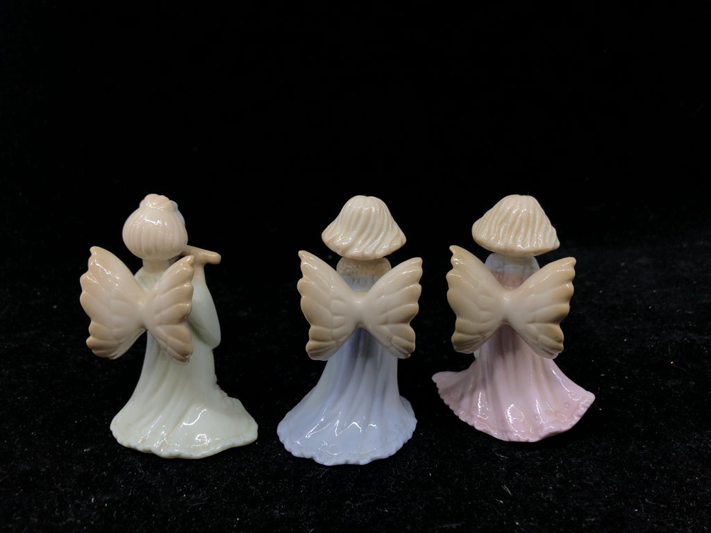 3PC VTG PORCELAIN ANGEL FIGURINES.