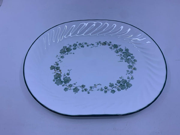GREEN LEAVES RIBBED OVAL SERVER.