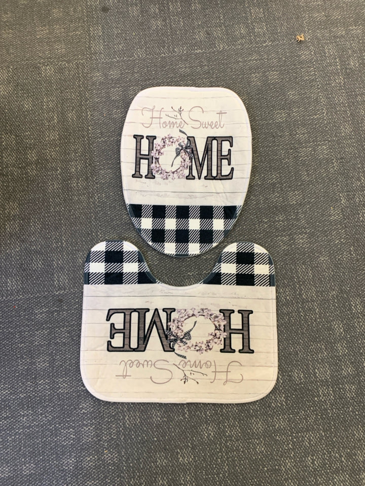 3PC PLAID HOME BATH SET- 2 MATS, 1 SEAT COVER.