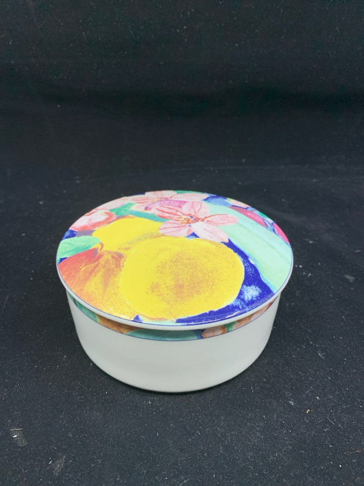 MIKASA "EXOTIC GARDEN" CIRCLE TRINKET BOX.