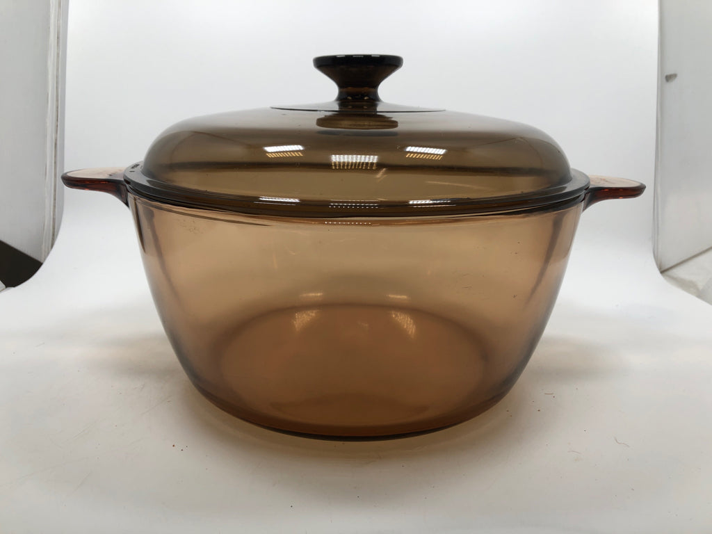 VTG VISIONS AMBER GLASS DUTCH OVEN.
