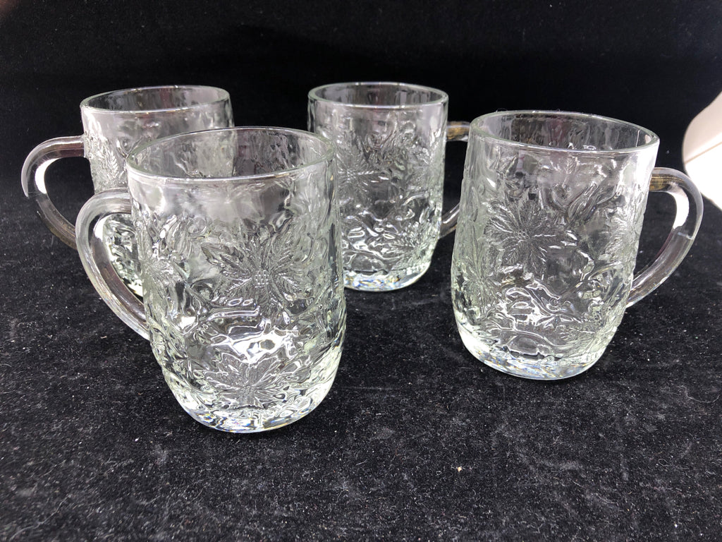 4 GLASS COFFEE CUPS FANTASIA PRINCESS HOUSE.