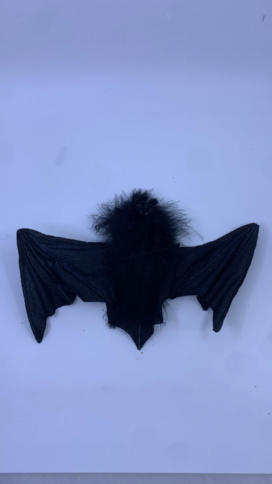 FUZZY BLACK BAT BLUE GLITTER WINGS.