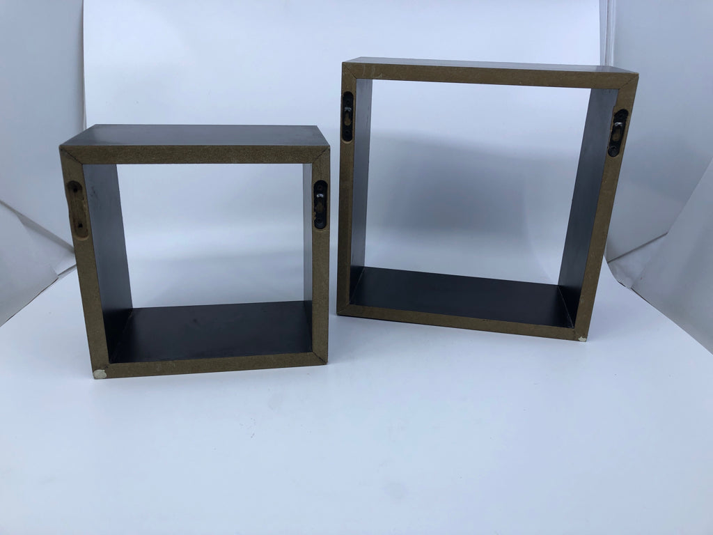 2 BLACK WALL HANGING CUBES.