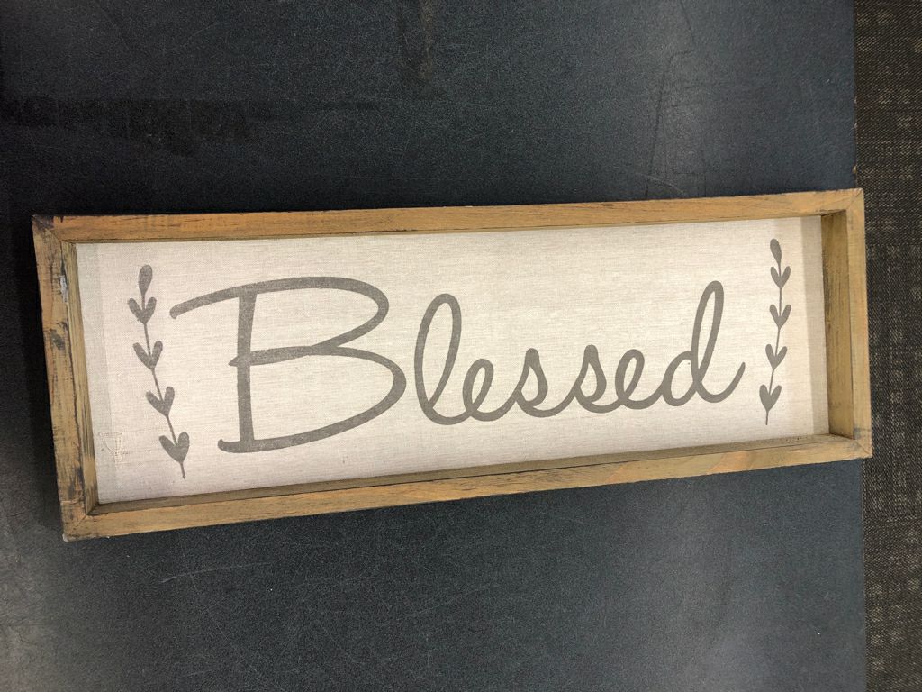 CREAM BLESSED IN WOOD FRAME WALL ART.