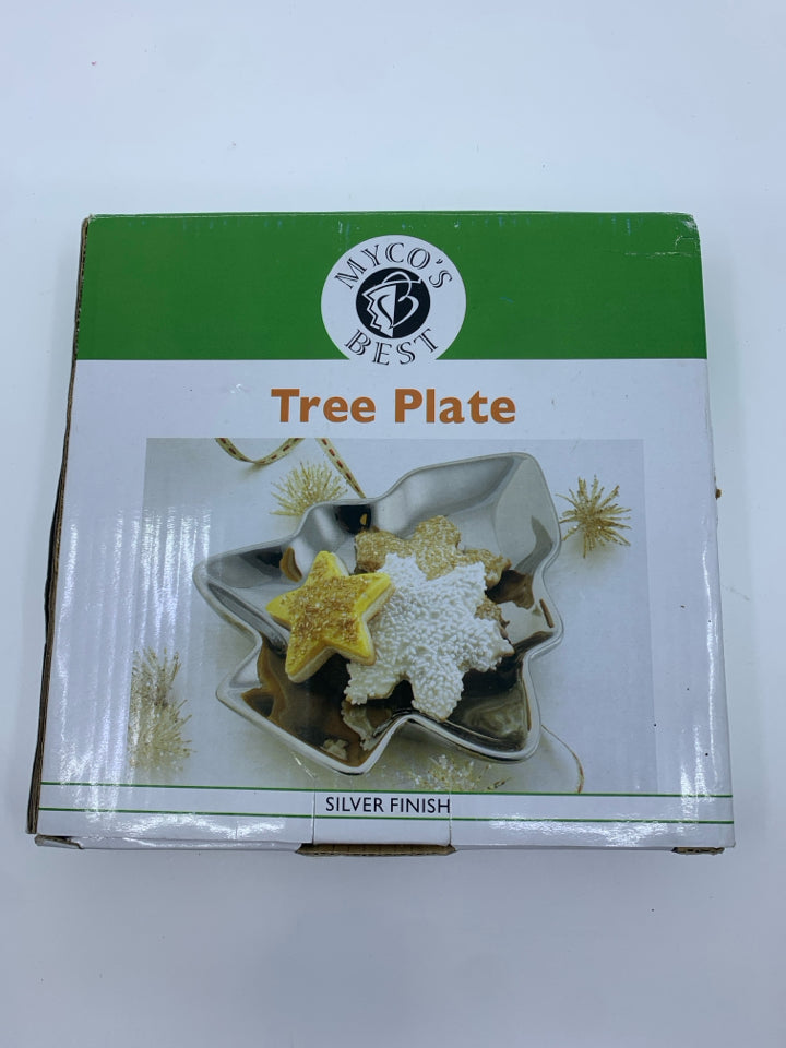 NIB SILVER TREE PLATE.