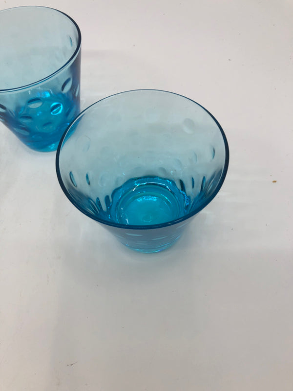 4 VTG LIGHT BLUE JUICE GLASSES.