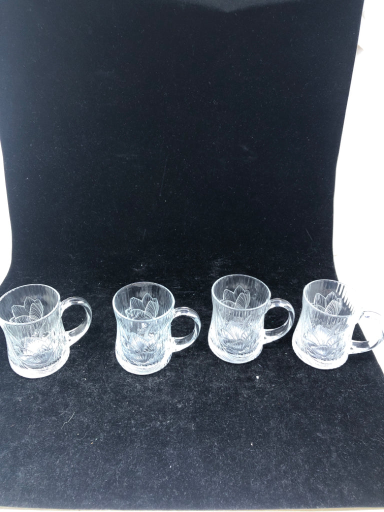4 ARCOROC ETCHED TULIP GLASS MUG.