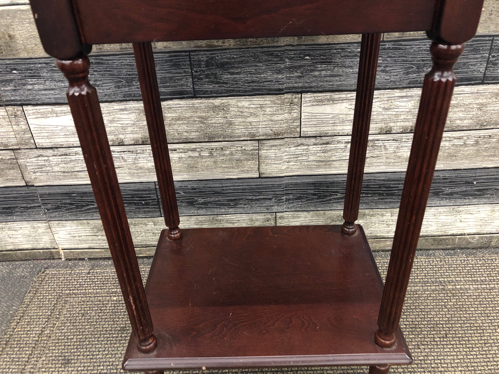 DARK BROWN 2-DRAWER NIGHT STAND.