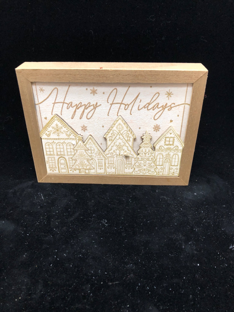 "HAPPY HOLIDAYS" SPARKLE BLOCK SIGN.