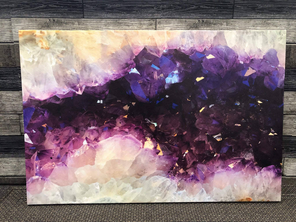 PURPLE CREAM GEODE CANVAS WALL ART.