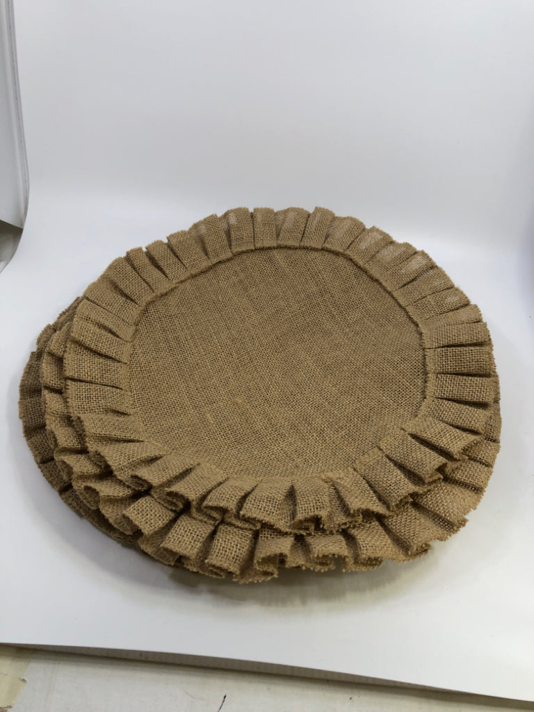 6PC CIRCULAR BURLAP PLACEMATS.