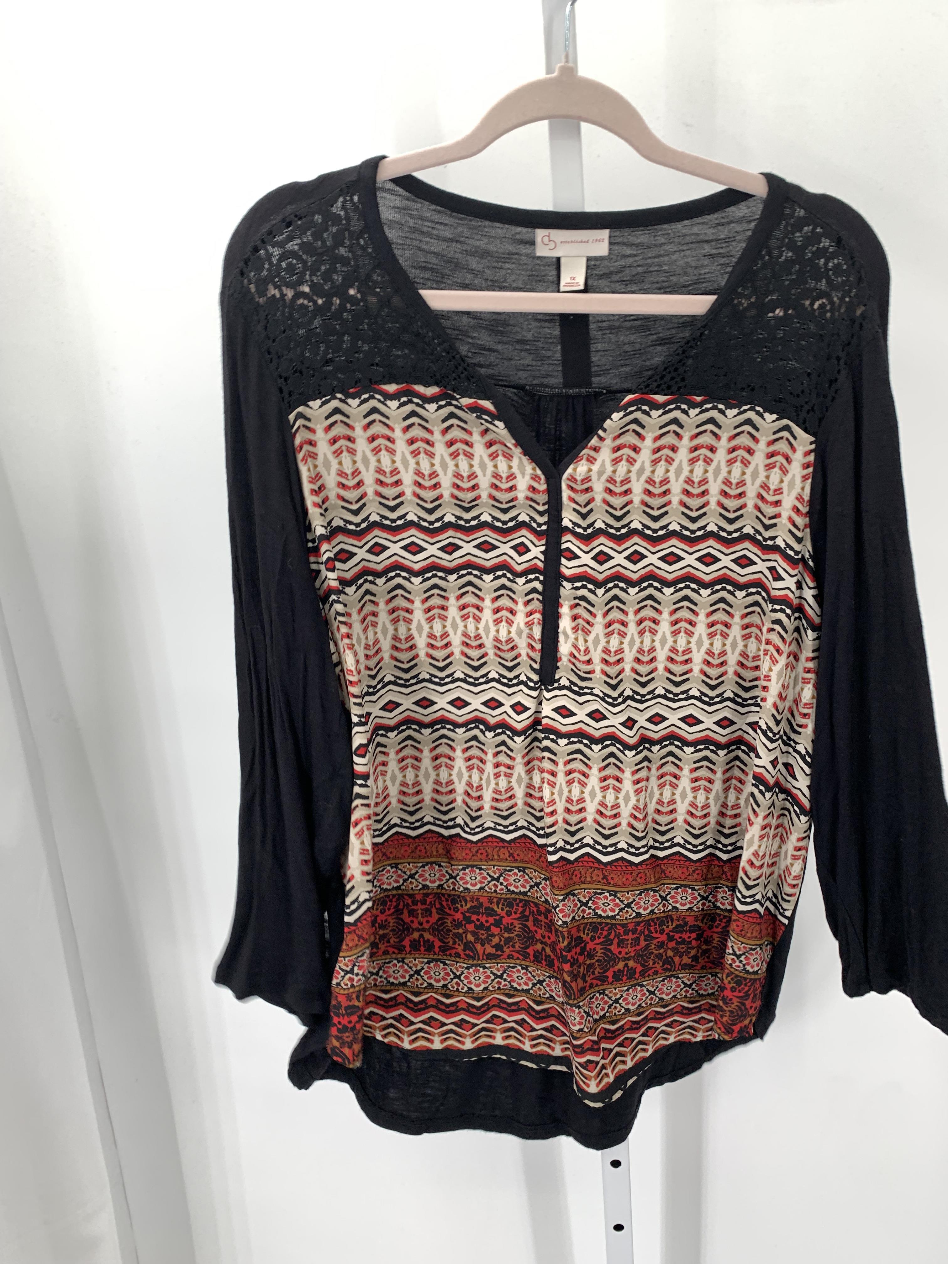 db Size 1X Womens 3/4 Sleeve Shirt