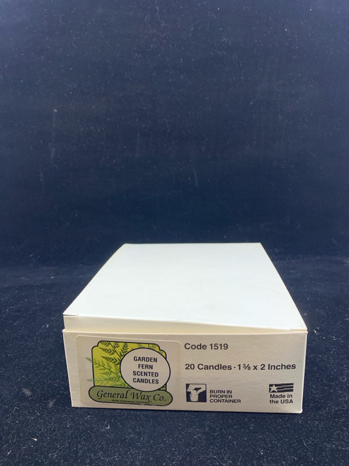 NIB 20 GARDEN FERN SCENTED CANDLES.