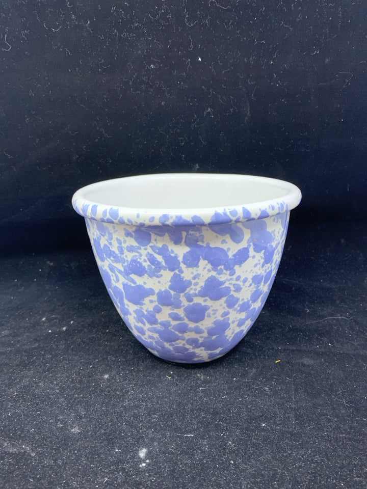 BLUE SPONGE PLANTER VERMONT BENNINGTON POTTERY.