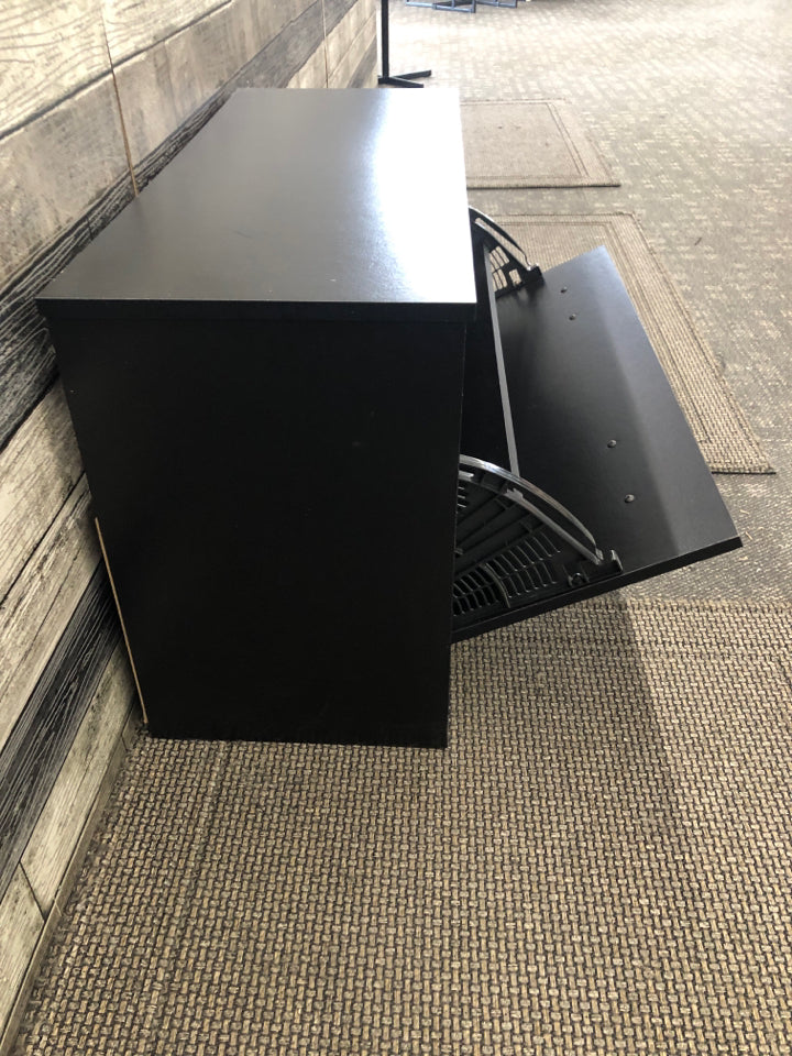 BLACK HIDDEN SHOE STORAGE CABINET.