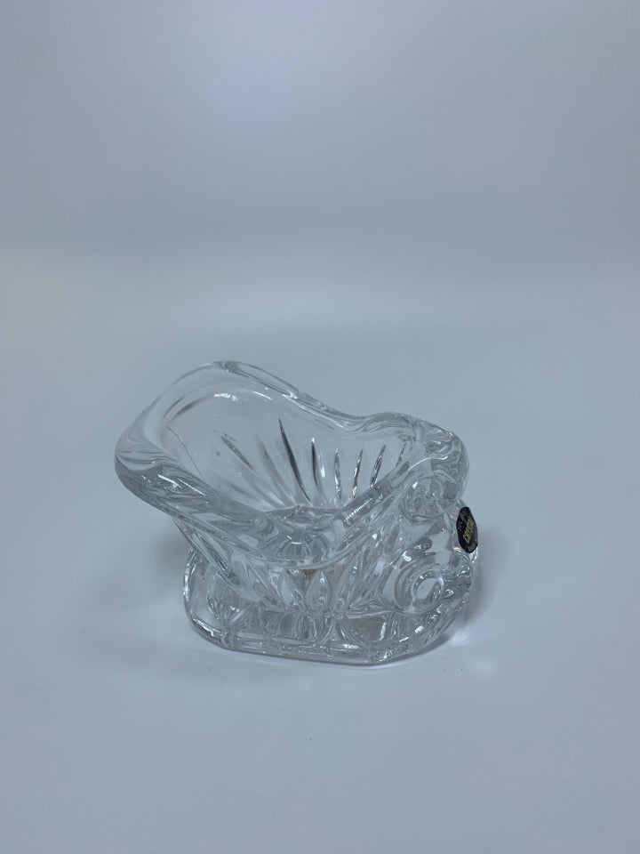 CRYSTAL SLEIGH TEA LIGHT HOLDER.