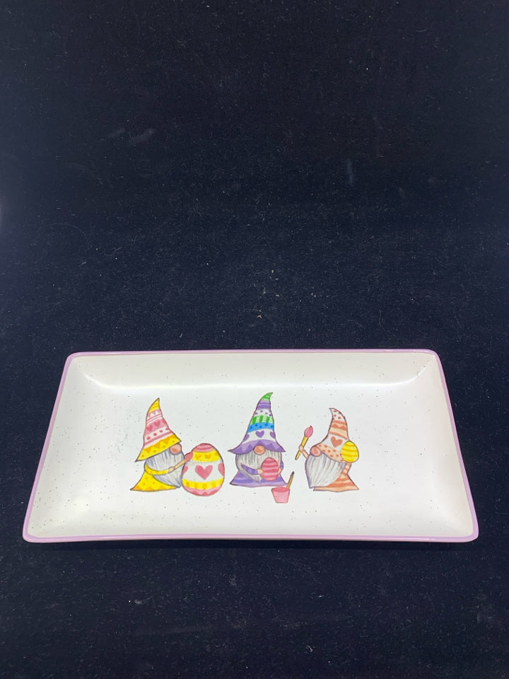 CERAMIC EASTER GNOMES PLATTER.