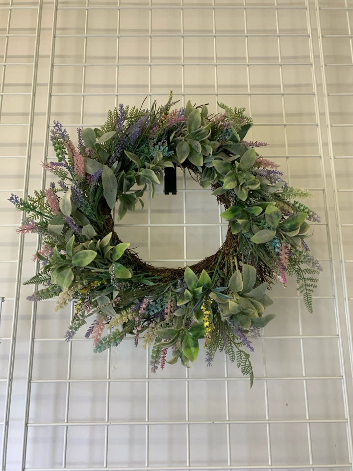 FAUX LAVENDER WREATH.