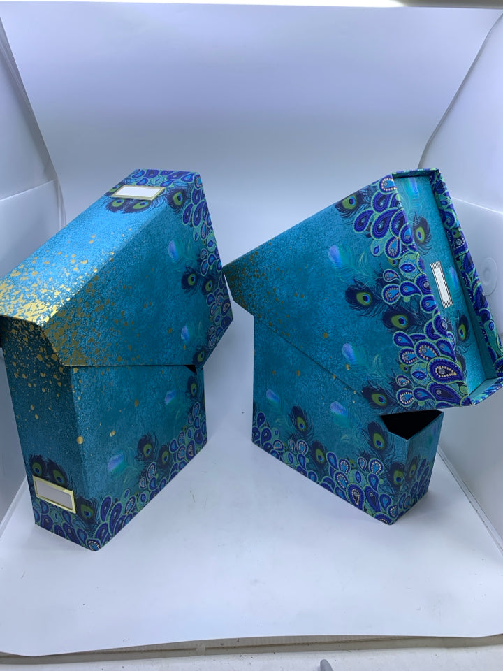 4-BLUE PEACOCK FILE ORGANIZER.