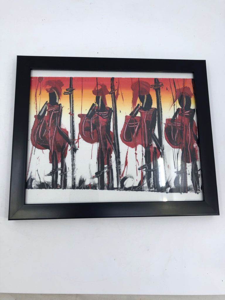 SUNSET ABSTRACT WARRIORS FRAMED ART.